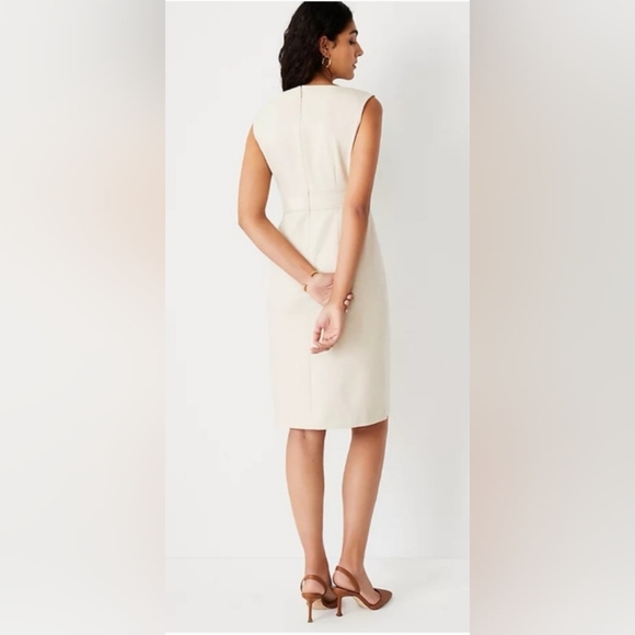 Ann Taylor  White Seamed Sheath Dresss - Picture 2 of 5